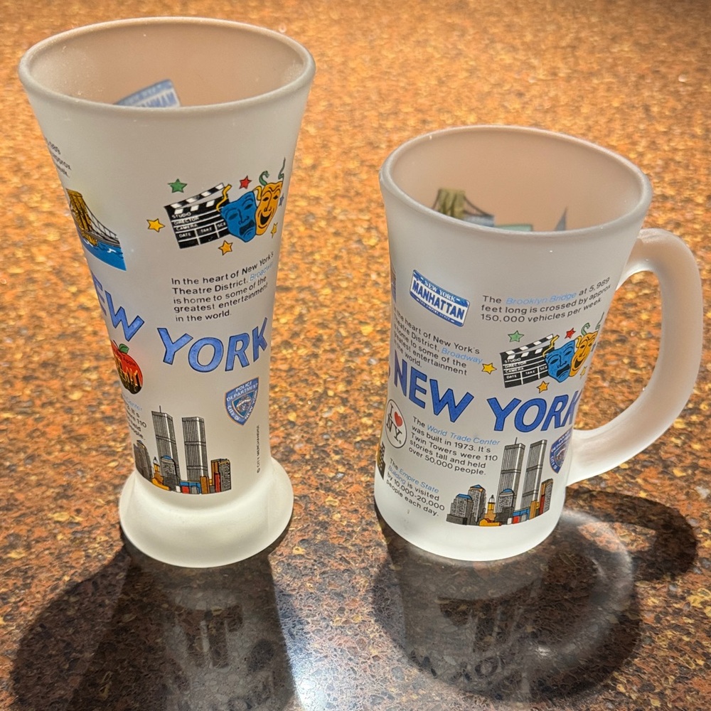 New York Themed Frosted Glass Set Mug and Tumbler
